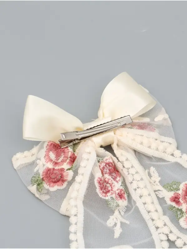 Бант для волос на заколке с вышивкой «Цветы», Принцессы Бант для волос на заколке с вышивкой «Цветы», Принцессы