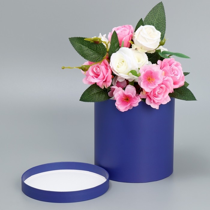 Коробка подарочная круглая, упаковка, «Синий бархат», 15 х 15 х 15 см