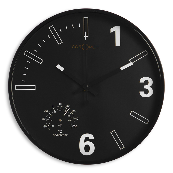 Часы настенные, интерьерные  Часы настенные, интерьерные "Гриик", d-30 см, с термометром