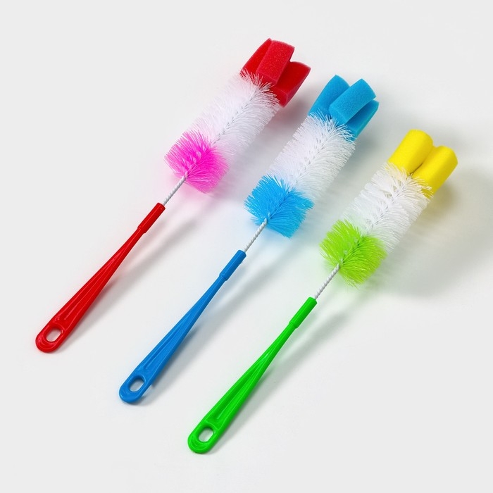 Ёршик для посуды с губкой Доляна, 5×34 см, цвет МИКС Ёршик для посуды с губкой Доляна, 5×34 см, цвет МИКС