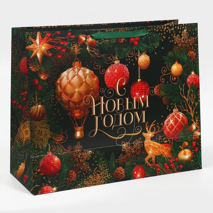 Пакет подарочный новогодний ламинированный «Игрушки», XL 49 х 40 х 19 см, Новый год Пакет подарочный новогодний ламинированный «Игрушки», XL 49 х 40 х 19 см, Новый год