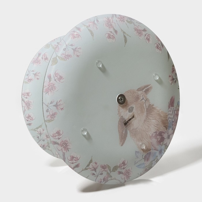 Фруктовница стеклянная 2-х ярусная круглая Доляна «Кролик», d=25/20 см, цвет голубой Фруктовница стеклянная 2-х ярусная круглая Доляна «Кролик», d=25/20 см, цвет голубой