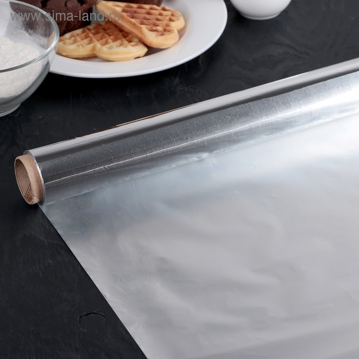 Фольга пищевая алюминиевая «Особо прочная», 44 см × 25 м, 14 мкм Фольга пищевая алюминиевая «Особо прочная», 44 см × 25 м, 14 мкм