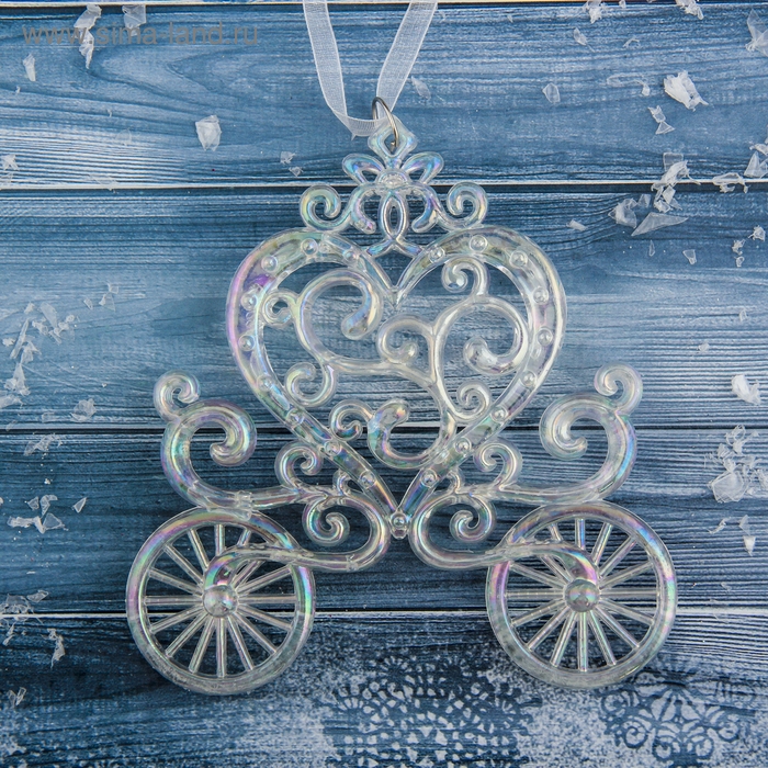 Украшение ёлочное Украшение ёлочное "Карета" перелив 11х11 см, прозрачный перелив