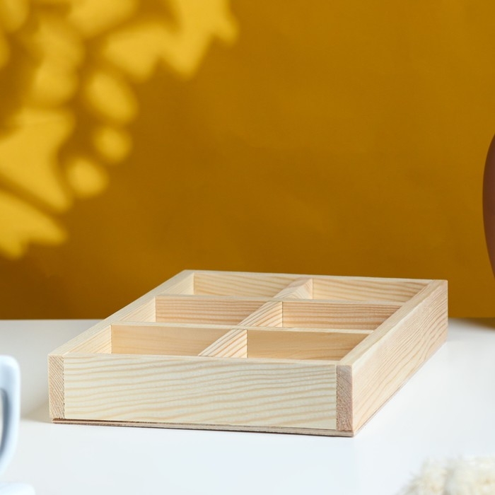 Кашпо деревянное 28×19×5 см  Кашпо деревянное 28×19×5 см "Six, 6 ячеек", натуральный Дарим Красиво