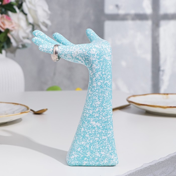 Подставка для колец Подставка для колец "Рука", голубой, 17х7,8х10,4 см