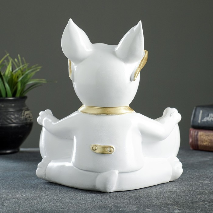 Подставка конфетница Подставка конфетница "Бульдог сидит" белая, 20х18х21см