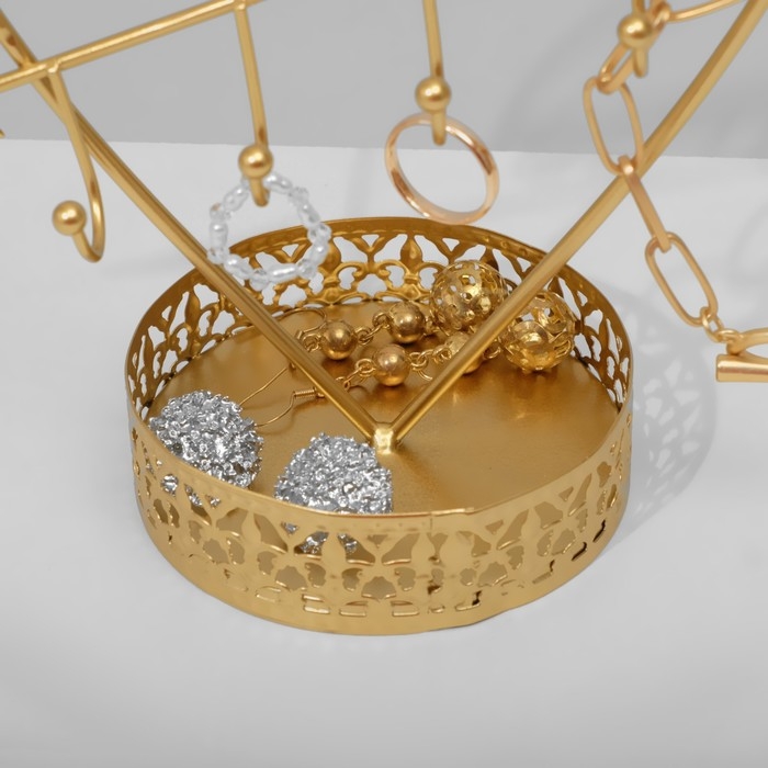 Подставка для украшений с местом для хранения &laquo;Сердце&raquo;, 20&times;23&times;9,5 см, цвет золото