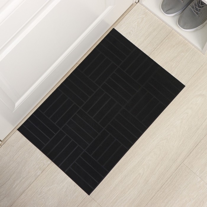 Коврик придверный резиновый «Паркет», 40×60 см, цвет чёрный Коврик придверный резиновый «Паркет», 40×60 см, цвет чёрный