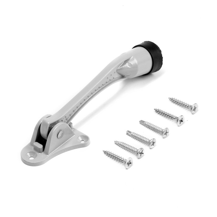 Фиксатор дверной Фиксатор дверной "АЛЛЮР" КН-130 WW, "козья ножка", цвет Серый