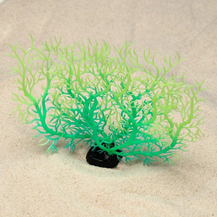 Растение искусственное аквариумное, светящееся, 15 см, зелёное