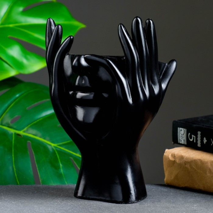 Кашпо - органайзер  Кашпо - органайзер "Мечты в руках" черный, 13х20,5х13,5см