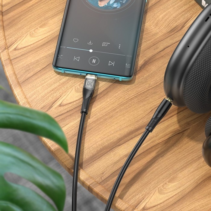 Кабель Hoco UPA25, Jack 3.5 мм (m) - Type-C, прозрачный, чёрный Кабель Hoco UPA25, Jack 3.5 мм (m) - Type-C, прозрачный, чёрный