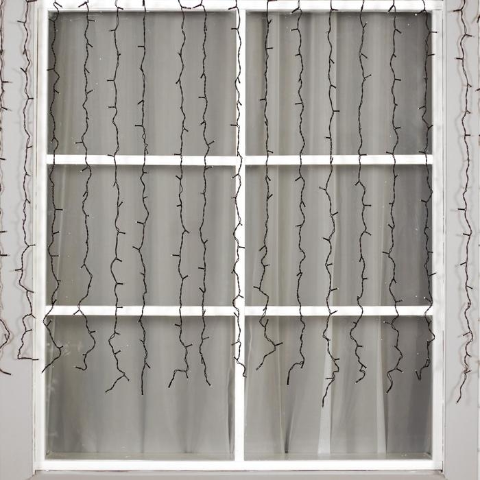 Гирлянда «Занавес» 2 × 1.5 м, IP44, УМС, тёмная нить, 360 LED, свечение белое, 220 В