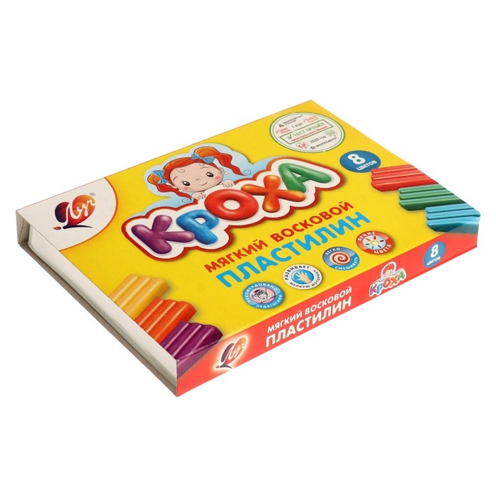Пластилин мягкий (восковой), 8 цветов, 120 г,  Пластилин мягкий (восковой), 8 цветов, 120 г, "Кроха"