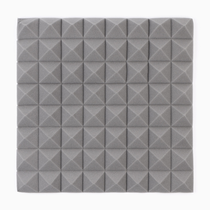 Шумопоглощающая панель - акустический поролон самоклеящийся, пирамида, 50 х 5 см, серый Шумопоглощающая панель - акустический поролон самоклеящийся, пирамида, 50 х 5 см, серый