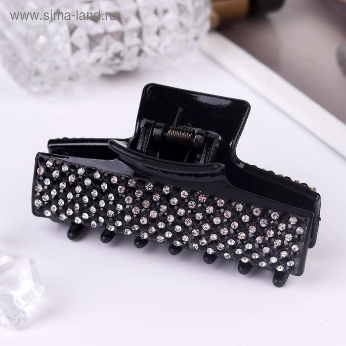 Краб для волос Краб для волос "Торжество" стразы, 8 см, чёрный