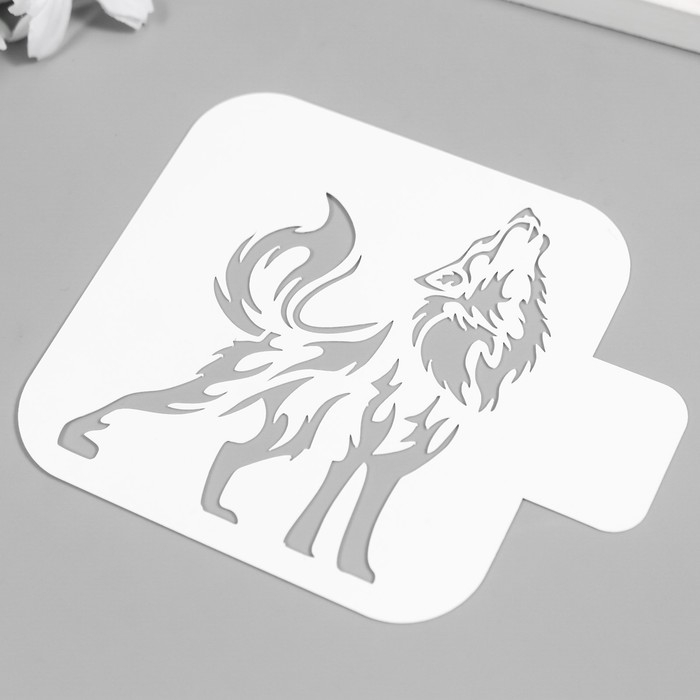 Трафарет для татуировки Трафарет для татуировки "Волк" 9х9 см