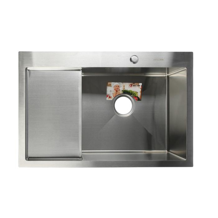 Мойка кухонная AFLORN AF97851-R, врезная, правая, S=3,0 и 0,8 мм, 78х51х22 см, сифон, сатин Мойка кухонная AFLORN AF97851-R, врезная, правая, S=3,0 и 0,8 мм, 78х51х22 см, сифон, сатин