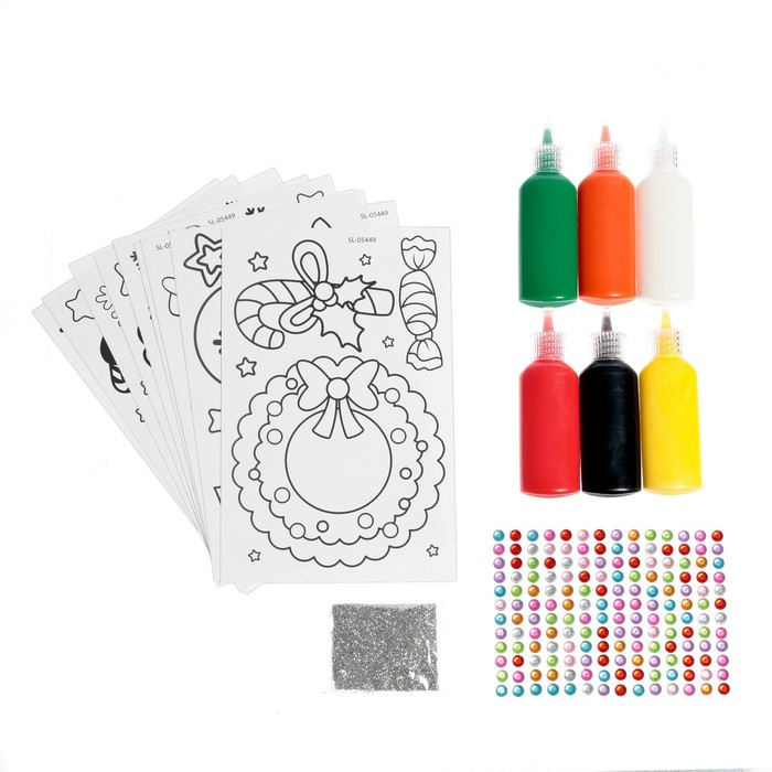 Набор для творчества «Раскрась витражики. Новогодня сказка», 20 шт. в наборе Набор для творчества «Раскрась витражики. Новогодня сказка», 20 шт. в наборе