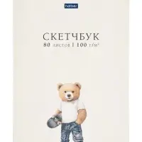 Блокнот СКЕТЧБУК 80л А5ф 100г/кв.м без линовки на гребне твердая подложка Обл. мел.картон-Модный миш