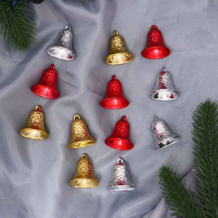 Украшение ёлочное Украшение ёлочное "Колокольчик рельефный" (набор 12 шт) 3 см, микс