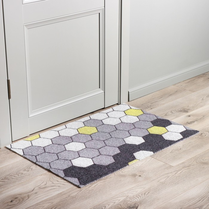 Коврик придверный грязезащитный Доляна «Гамма», вырезной, 60×90 см, цвет серый Коврик придверный грязезащитный Доляна «Гамма», вырезной, 60×90 см, цвет серый
