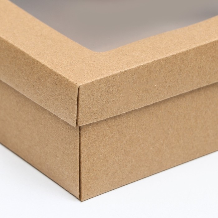 Коробка подарочная складная, упаковка, крышка-дно, с окном, крафт, 21 х 15 х 7 см Коробка подарочная складная, упаковка, крышка-дно, с окном, крафт, 21 х 15 х 7 см