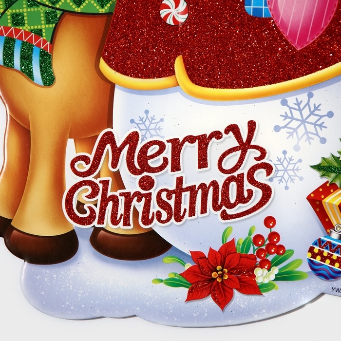 Декоративное украшение (подвеска) "Снеговик и Олень" 44х33,5 см