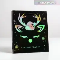 Пакет голография «Новый год», ML 23 х 27 х 11.5 см