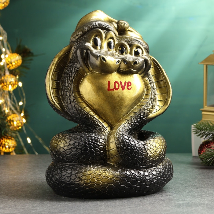 Копилка Копилка "Змеи с сердцем" черная-золото, 24см