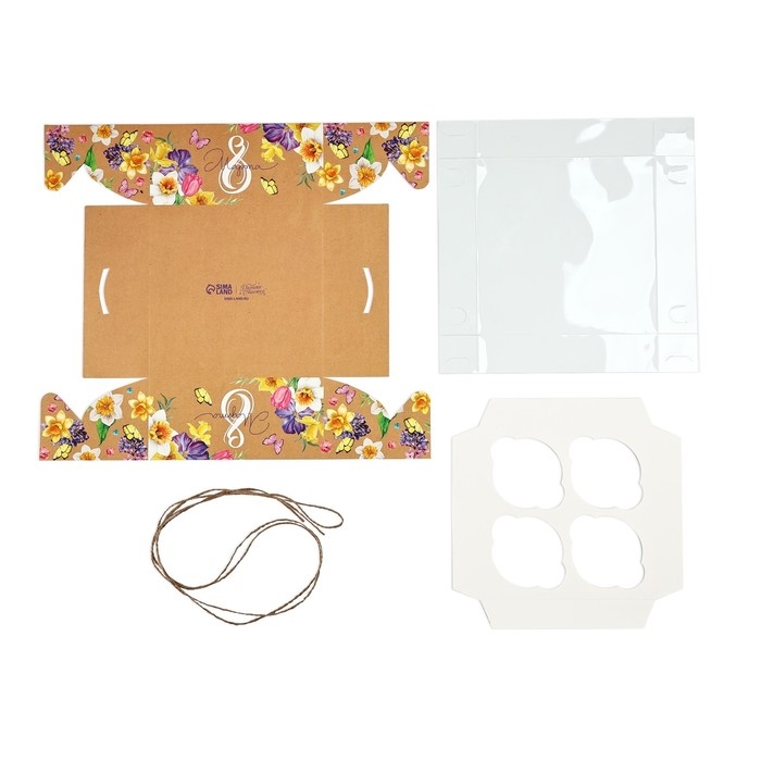 Коробка для капкейков, кондитерская упаковка, 4 ячейки «С 8 марта», 16 х 16 х 7.5 см Коробка для капкейков, кондитерская упаковка, 4 ячейки «С 8 марта», 16 х 16 х 7.5 см