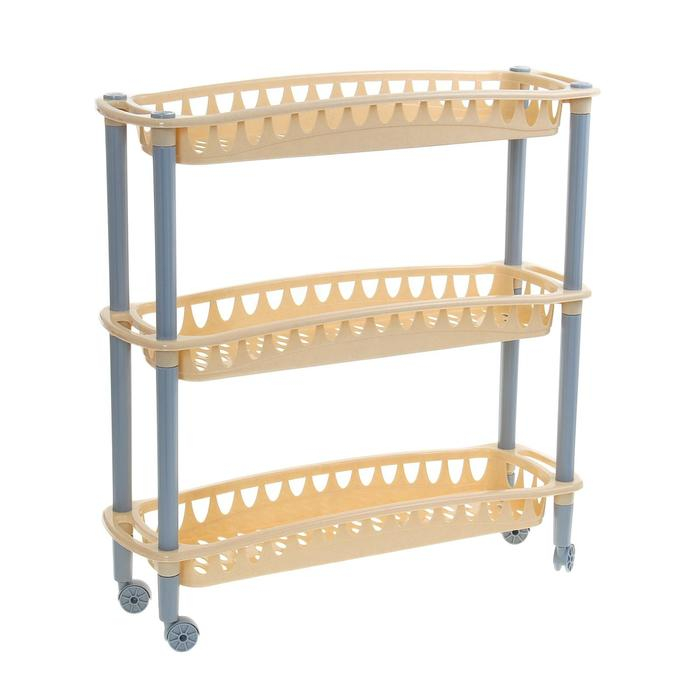 Этажерка напольная узкая 3-х секционная Бытпласт «Джулия», на колёсиках, цвет МИКС Этажерка напольная узкая 3-х секционная Бытпласт «Джулия», на колёсиках, цвет МИКС