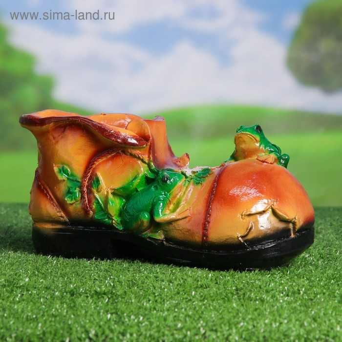 Фигурное кашпо Фигурное кашпо "Башмак с лягушками 28*14*14см
