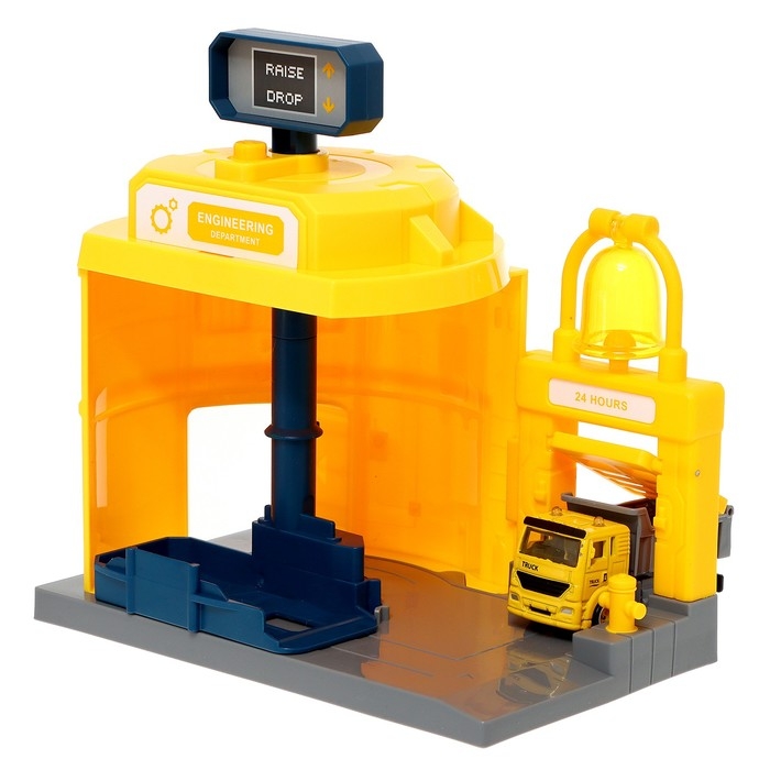 Парковка &laquo;Строительный лифт&raquo;, с подъёмом, машинка опускается с кнопки, звонит колокол, МИКС