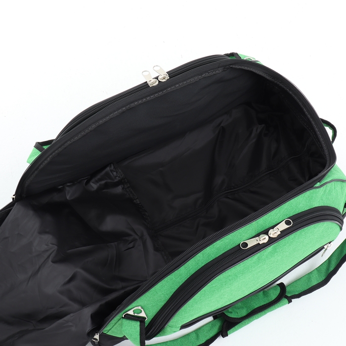 Сумка дорожная на колёсах, отдел на молнии, отдел для обуви, 3 наружных кармана, цвет чёрный/зелёный Сумка дорожная на колёсах, отдел на молнии, отдел для обуви, 3 наружных кармана, цвет чёрный/зелёный