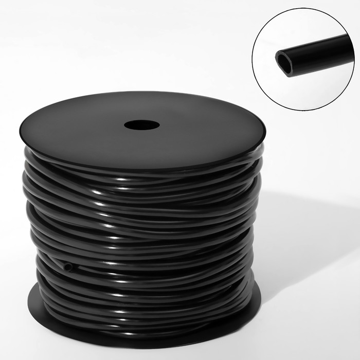 Шнур каучуковый на бобине, 30 м, полый, d=4 мм, цвет чёрный Шнур каучуковый на бобине, 30 м, полый, d=4 мм, цвет чёрный