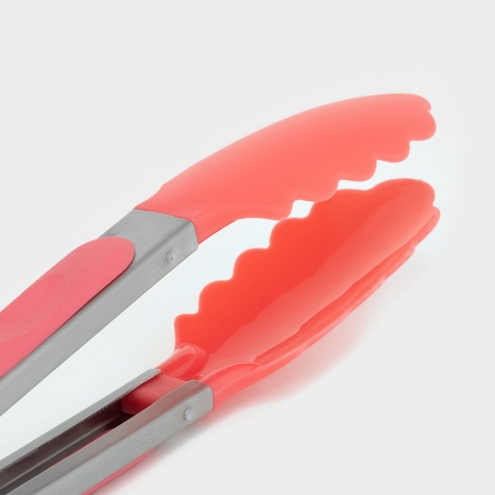 Щипцы кухонные Доляна «Лист», 23×3,5 см, цвет розовый