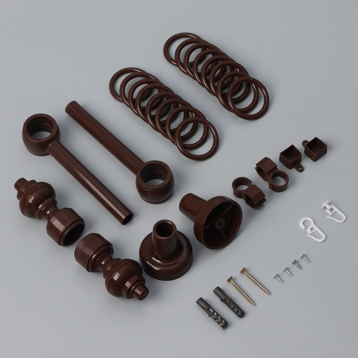 Карниз двухрядный, ширина 140 см, d=28 мм, пластиковые элементы, цвет орех Карниз двухрядный, ширина 140 см, d=28 мм, пластиковые элементы, цвет орех