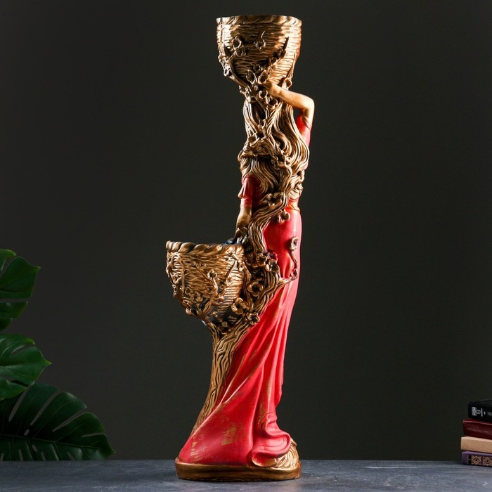 Фигура  Фигура "Девушка с двумя кашпо" красная, 24х30х96см