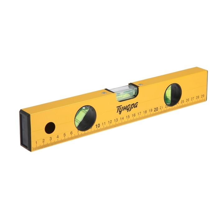 Уровень алюминиевый ТУНДРА, 3 глазка, линейка, 300 мм Уровень алюминиевый ТУНДРА, 3 глазка, линейка, 300 мм