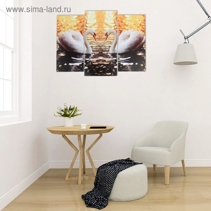 Модульная картина  Модульная картина "Лебединое озеро"  (2-25х52; 1-30х60) 60х80 см