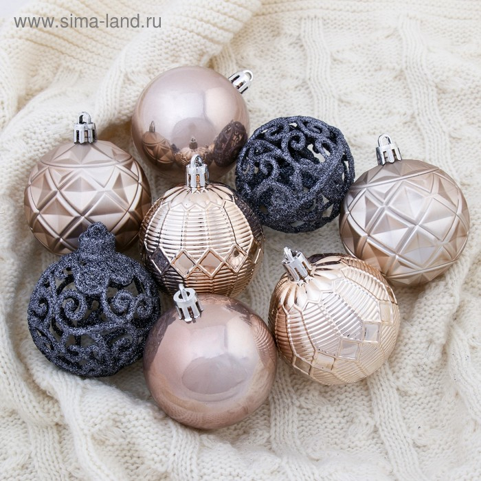 Набор шаров пластик d-6 см, 16 шт Набор шаров пластик d-6 см, 16 шт "Винтажный узор" микс