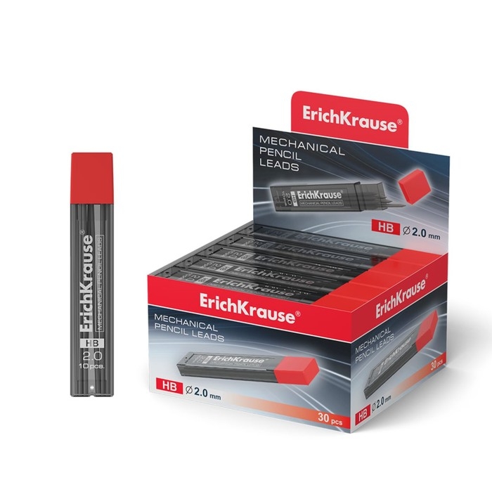 Набор грифелей для механических карандашей 10 штук ErichKrause, НВ, грифель d=2.0 мм, пластиковый корпус Набор грифелей для механических карандашей 10 штук ErichKrause, НВ, грифель d=2.0 мм, пластиковый корпус