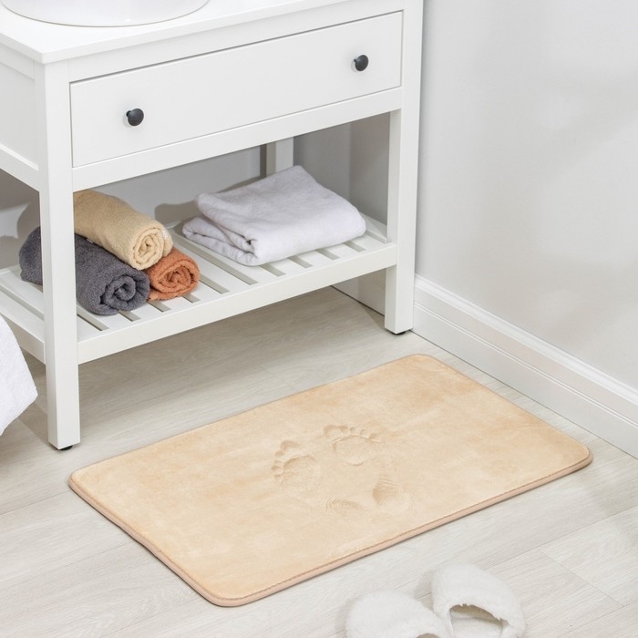 Коврик для ванной с эффектом памяти SAVANNA Memory foam, 50×80 см, цвет бежевый Коврик для ванной с эффектом памяти SAVANNA Memory foam, 50×80 см, цвет бежевый