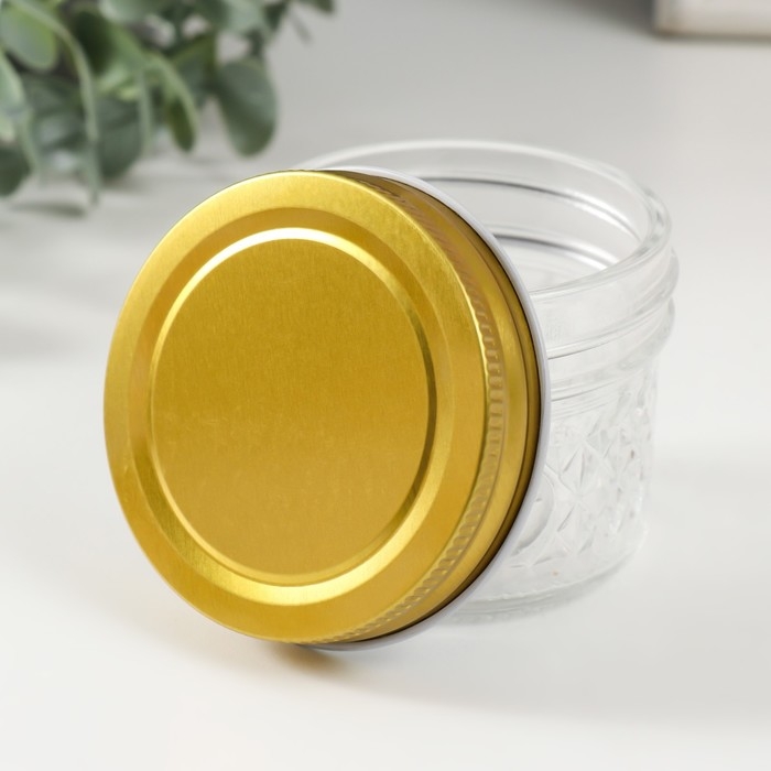 Банка для свечей стекло с крышкой Банка для свечей стекло с крышкой "Ромбы" прозрачная 100 мл 7х7х5,5 см