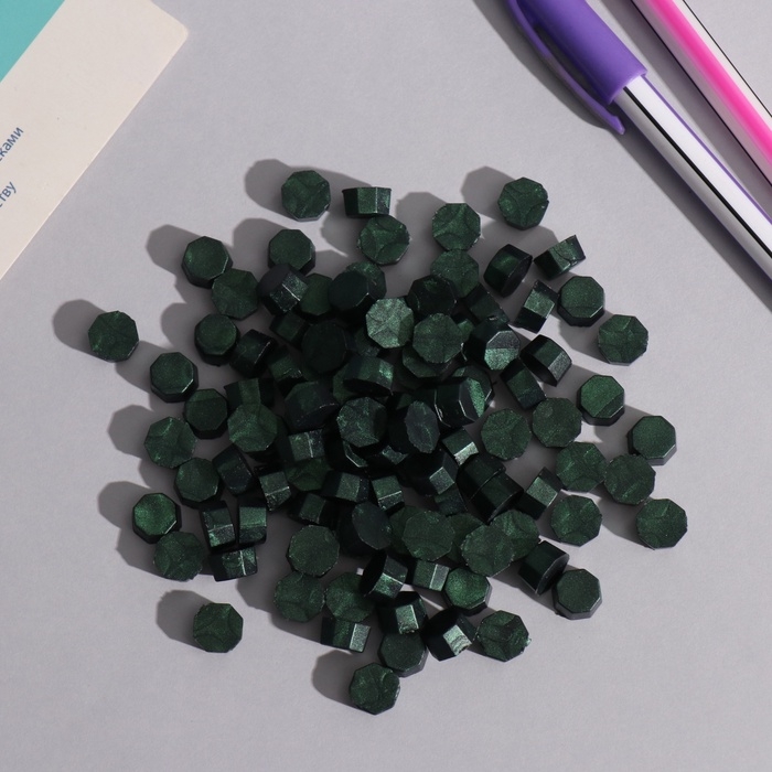 Сургуч в гранулах Сургуч в гранулах "Зелёный" перламутр набор 100 капсул