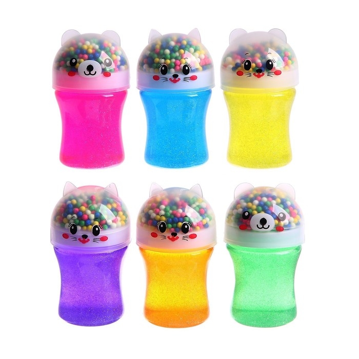 Лизун - слайм «Котик», с наполнением, блёстки, цвета МИКС Лизун - слайм «Котик», с наполнением, блёстки, цвета МИКС
