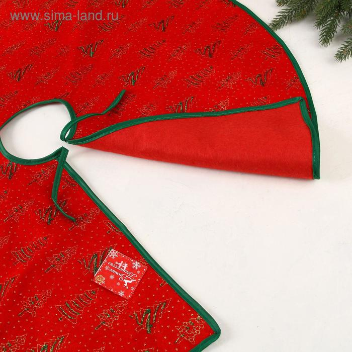 Полянка под ёлку Полянка под ёлку "Ёлочки в снежинках" d-75 см, красно-зелёный