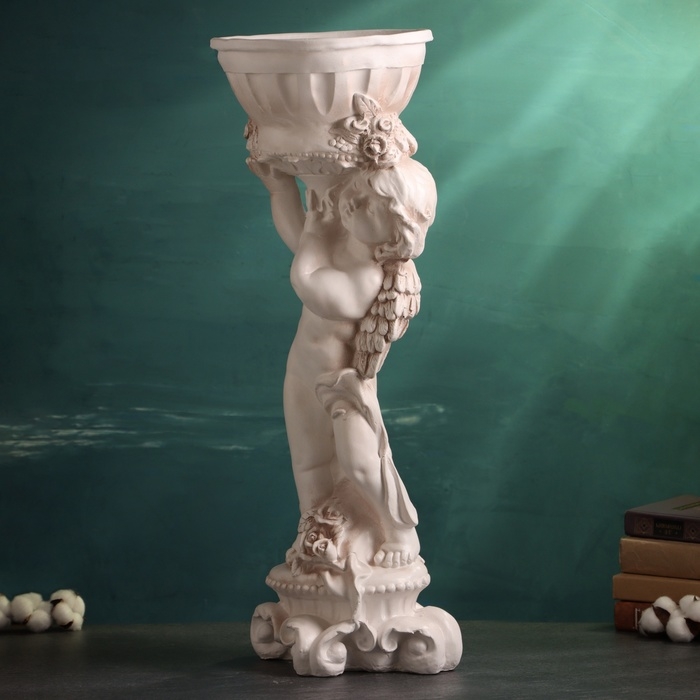 Фигурное кашпо  Фигурное кашпо "Ангел с розами", состаренный, 1,8 л/ 24х24х70см